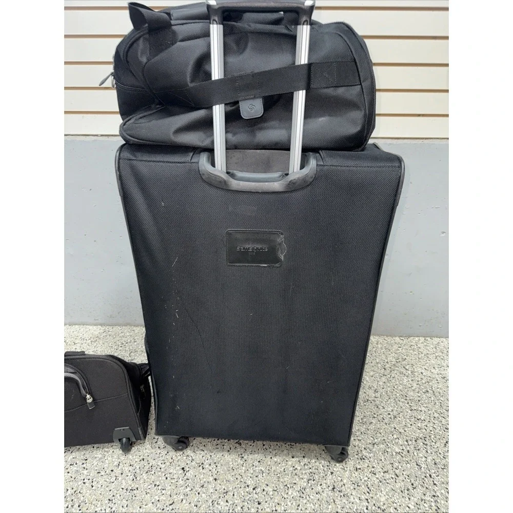 Samsonite 3 Piece Bundle Black Softside Spinner Expandable Carry On Check In 30